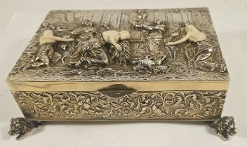 A German 800 standard silver gilt and ivory mounted casket,
