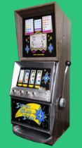 Super Blue Star, an electromechanical three reel and hold slot machine, by Bally, c.1965/70, with 50