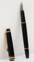 Mont Blanc, Meisterstuck, a black lacquer fountain pen with 14K gold nib