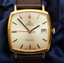 Omega, a gold plated automatic date gentleman's wristwatch, ref 162.0042, c. 1971, the silvered dial