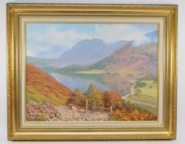 Arthur T Blamires (b.1930), "The Buttermere Fells from the path to Scarthe Gap", oil on board,