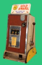 A British mechanical three reel slot machine, probably 1950's, plays 2p but on free play, 84 x 40