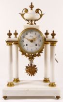 French Leroy of Paris, 20th century 8 day mantle clock, with gilt mounted urn finial, supported by