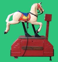 A coin operated painted and cast alloy horse ride, 115 x 53 x 132cm. Provenance; Watermouth