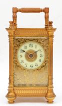 French Richard et Cie, a small 19th century striking brass and four glass mantle clock, with swing