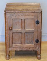 Robert 'Mouseman' Thompson of Kilburn, a 20th century adzed oak single panelled door single door