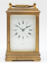 Henry Capt of Geneve, a 20th century brass corniche cased and four glass striking carriage clock,