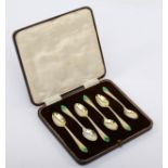 A cased set of six George V silver gilt coffee spoons, by Thomas Bradbury & Sons Ltd, Sheffield