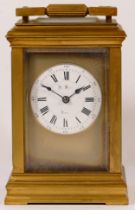 Henri Marc of Paris, a 19th century corniche brass cased and four glass striking carriage clock, the