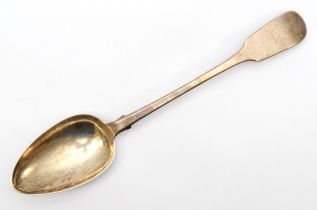 A Victorian silver fiddle pattern basting spoon, by Richard Britton, London 1843, monogrammed