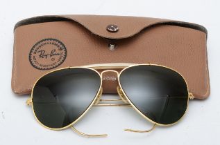 Ray Ban, a pair of gold filled Aviator sunglasses, 58/14, c.1970's, case