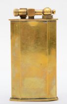 An Art Deco Polaire of Paris brass elongated octagonal table lighter, impressed marks to base, 10cm