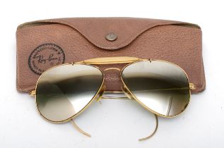 Ray Ban, B&L, a rare pair of 1/10-12 k gold filled gradient mirror Aviator sunglasses, c.1950's-60'