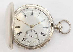 A silver full hunter key wound fusee pocket watch, London 1871, diameter 5cm, spares or repair