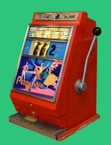 A Jubilee Penny Spin by Nutt & Muddle, Australia, a mechanical three reel slot machine, c.1960's,