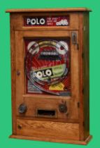 Polo Allwin, by Oliver Whales, c.1954, oak cased, plays 1d, 51 x 18 x 82cm. Key for cabinet
