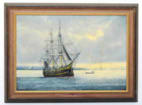 Jack Rigg (1927-): Tall Ship 'Bounty' on the Humber, oil on board signed and dated 2007, 44cm x 65cm