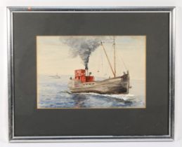 M.B. Thomas (20th century) Chorad, steam boat on calm water, watercolour on paper, signed and