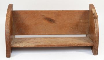 Robert 'Mouseman' Thompson of Kilburn, a mid 20th century slightly adzed oak book trough with carved