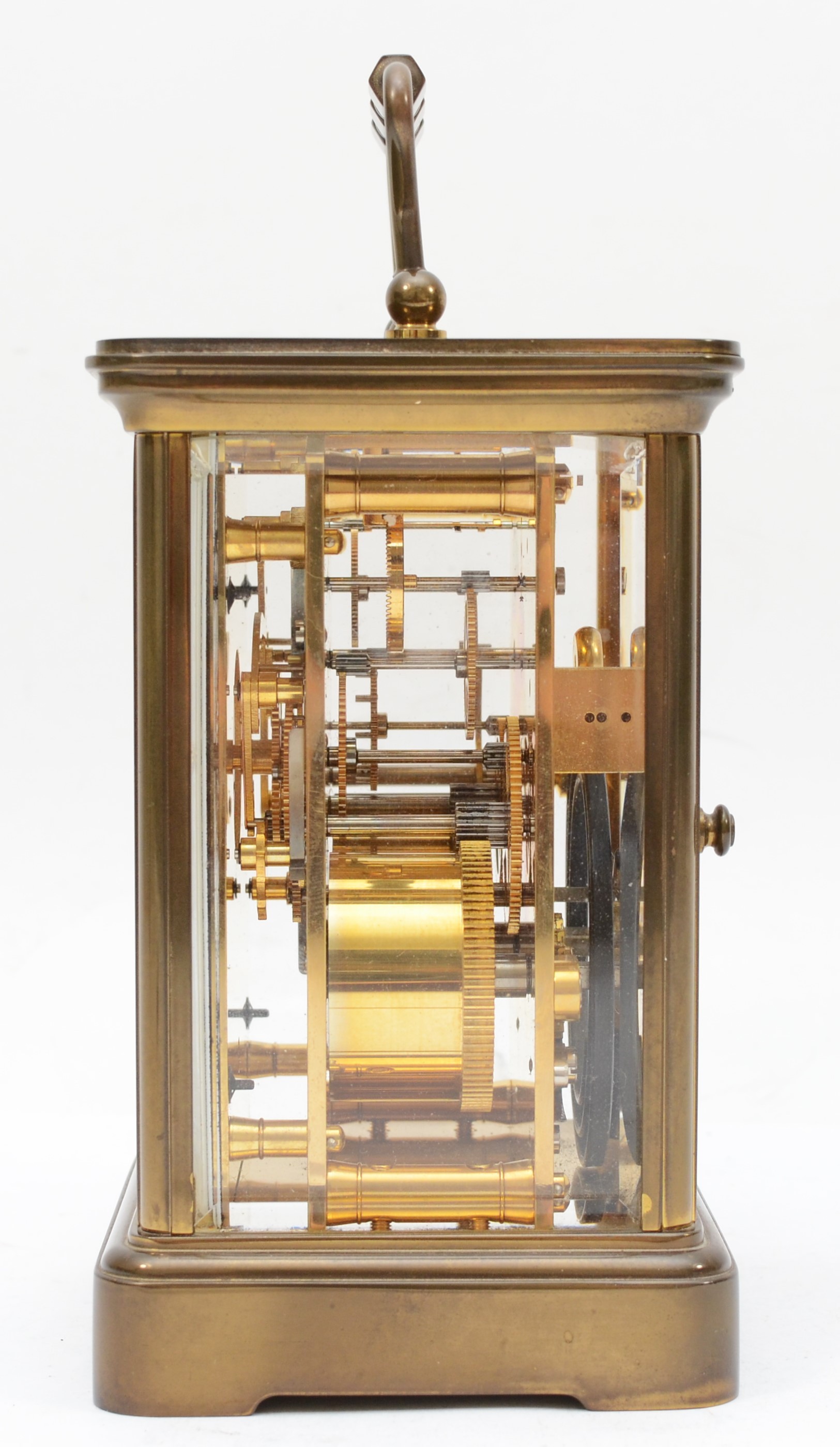 Matthew Norman of London, a 20th century brass corniche and four bevelled glass carriage clock, with - Image 2 of 5