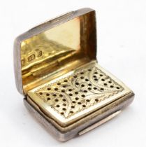 A Victorian silver rectangular vinaigrette, Birmingham 1847, Edward Smith, with chased scrolling