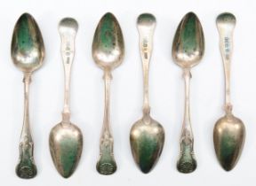 A George IV set of six silver single struck Scottish tea spoons, by David McDonald, Glasgow 1827,