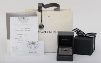 A 18ct white gold single stone brilliant cut diamond ring, BeaverBrooks certificate number