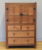 Peter 'Rabbitman' Heap of Wetwang, a mid 20th twin door tallboy with two short over two long drawers