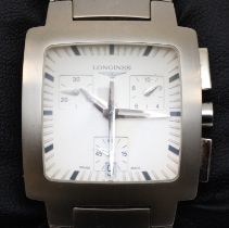 Longines, a stainless steel quartz chronograph gentleman's wristwatch, ref: L3 128 4, circa 2000,