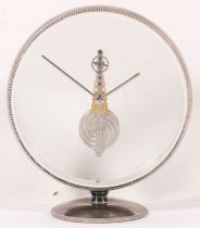 Jaeger-LeCoultre, a mid 20th century (circa 1960) chrome plated Baguette skeleton clock, raised on