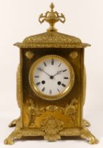 E. Vittoz & Co Paris, a late 19th century French gilt brass mantle clock, with cast urn final and