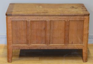 Peter 'Rabbitman' Heap of Wetwang, a 20th century carved oak panelled coffer/blanket chest, with