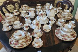 Extensive Royal Albert Old Country Rose bone china part dinner and tea set