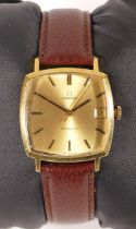 Omega, Geneve, a gold plated manual wind date gentleman's wristwatch, ref 132.0052, c.1972, gilt