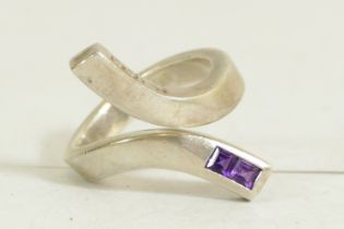 GUCCI, a silver and amethyst dress ring, fully marked, N, 10gm