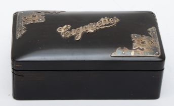 A silver mounted ebony cigarette box, Birmingham 1903, 18 x 10 x 7cm