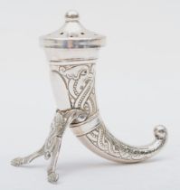 A Norwegian Sterling Silver pepper pot, in the form of a drinking horn, height 6cm, 18gm