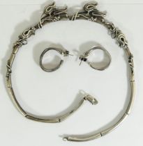 Uno de 50 a silver collar necklace and ear rings, 52gm