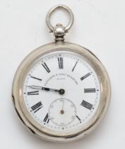 Fattorini & Sons, Bradford, a 935 silver key wind open face pocket watch, working when catalogued