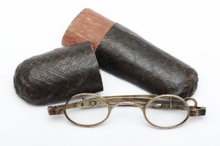 A George III silver pair of spectacles, maker JC, lion passant and Birmingham anchor only, one