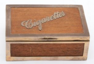 A Victorian cedar wood and silver mounted cigarette box, Birmingham 1897, 13 x 8.5 x 5cm