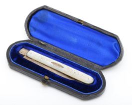 A Victorian silver and mother of pearl fruit knife, by Hilliard & Thompson, Birmingham 1878,