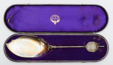 An early 20th century American silver christening spoon, by Gorham, retailed by H. Wachhorst,