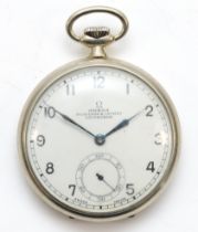 Omega, for Hamilton & Inches, Edinburgh, a nickel cased keyless wind open face pocket watch, 15