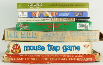 A collection of mid 20th century and later board games, to include table soccer, battleships,