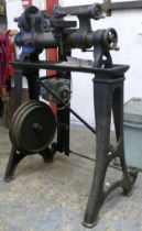 A Drummond Brothers Limited vintage electric lathe on metal stand, untested.