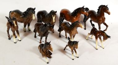 A collection of ten Beswick horses of various sizes. (10)