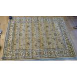 A Chinese ground woolen rug, embroidered with floral decoration, 240x152cm together with a brown