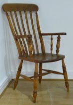 A Victorian elm and beech high backed Windsor chair, 110cm.