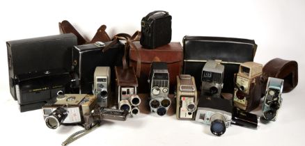 Twelve assorted cine cameras to include Eyematic 8mm Spool, Bauer 88B and Bell & Howell Sportster IV